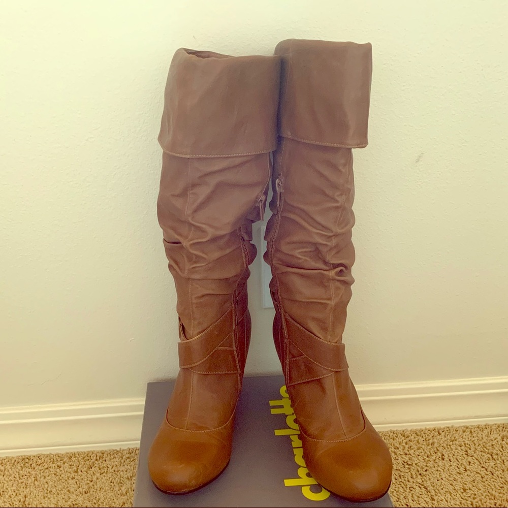 Brown heeled boots